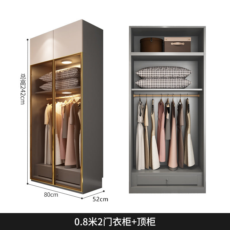 Light Luxury Glass Door Wardrobe Modern Home Bedroom Cloakroom Custom Processing Assembly Wardrobe Storage Large Wardrobe