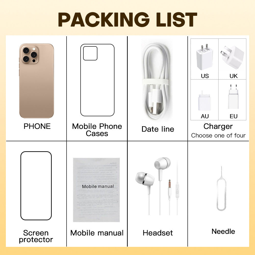 Hot Selling Mobile Phone List i16ProMAX2+16High-definition Large Screen In Stock16pro Smartphone