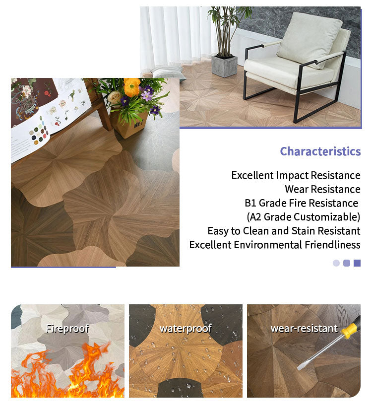 ENF Certified Luxury Solid Hardwood B1 Fireproof Oak Wood Flooring Lotus Leaf Parquet Engineered for Living Room Outdoor Park
