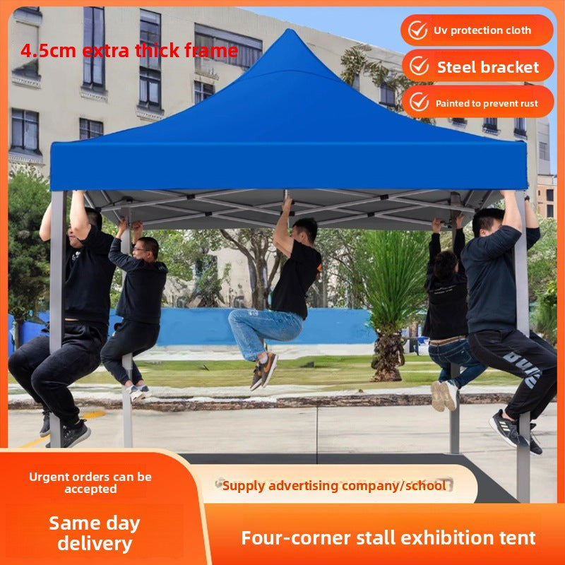 In Stock Outdoor Advertising Four-Corner Tent Rainproof Sunproof Thickened Event Exhibition Market Stall Sunshade