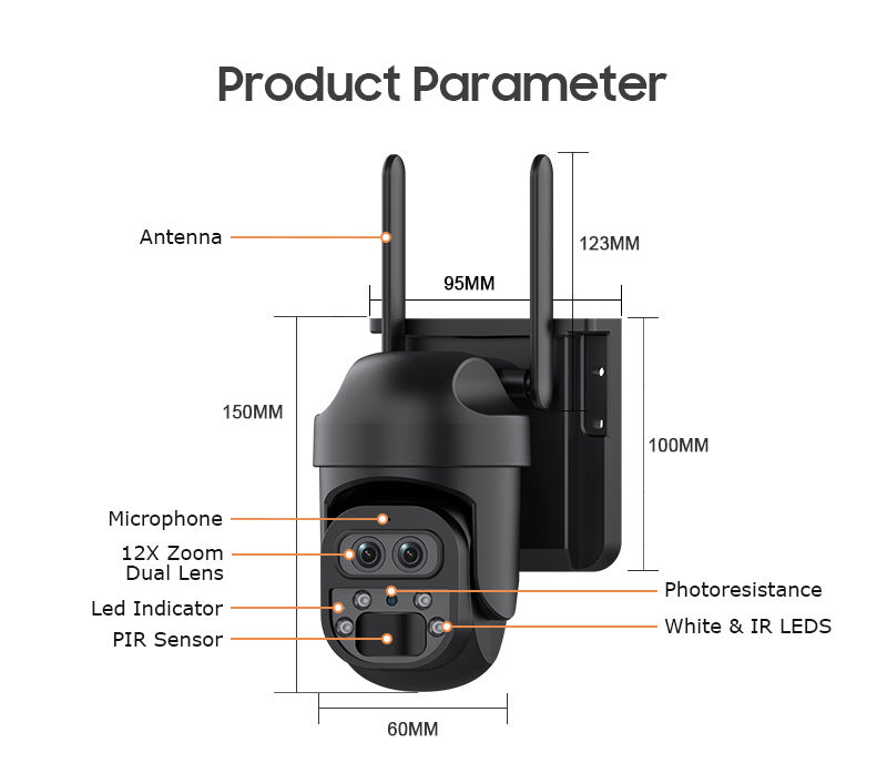 4G Solar Camera Camera12High Magnification Low Power Consumption Surveillance600Wanquan Color Camera Outdoor Waterproof
