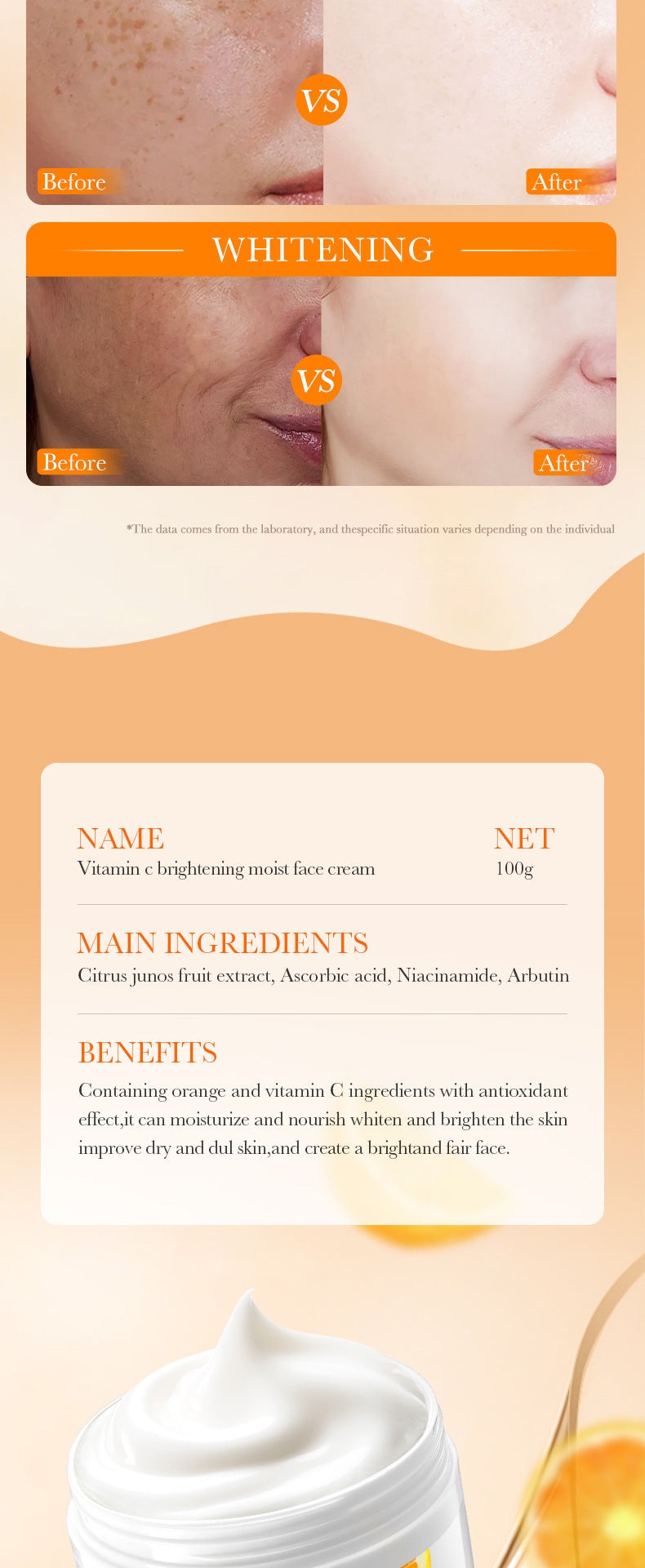 Vitamin C Moisturizing Cream SADOER Whitening, Hydrating, and Skin-Softening Face Cream Cross-Border Wholesale