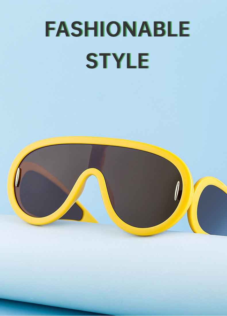 European and American Fashion One-piece Large Frame Sports Sunscreen Sunglasses Women's Trendy Sports Cycling Windproof Sunglasses Men's Glasses
