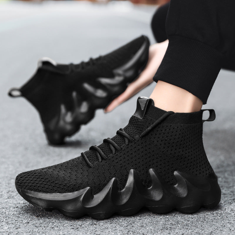 New Large Size Men's Shoes Sports Casual Shoes Men's Korean Style Trendy Shoes Lightweight Breathable Sock Shoes Men's Volcano Shoes