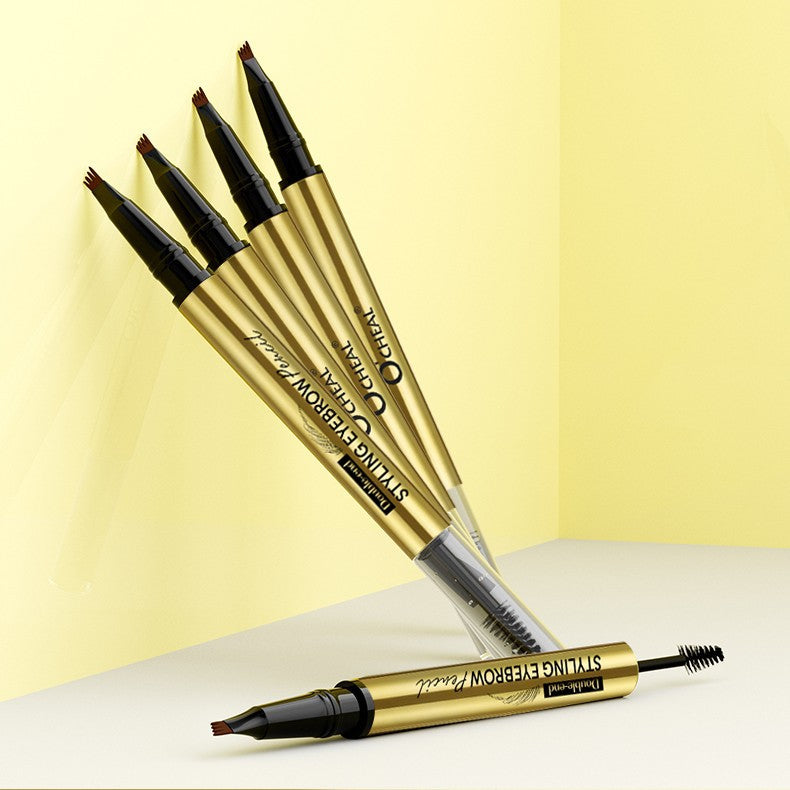 European Beauty Double-Ended Multi-Prong Plush Eyebrow Pencil+Styling Eyebrow Gel with Eyebrow Card Eye Set