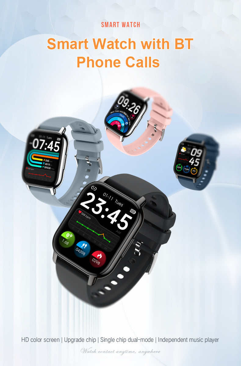 P66Smart Watch1.85inch Bluetooth call heart rate pedometer sleep monitor IP68Deep Waterproof Sports