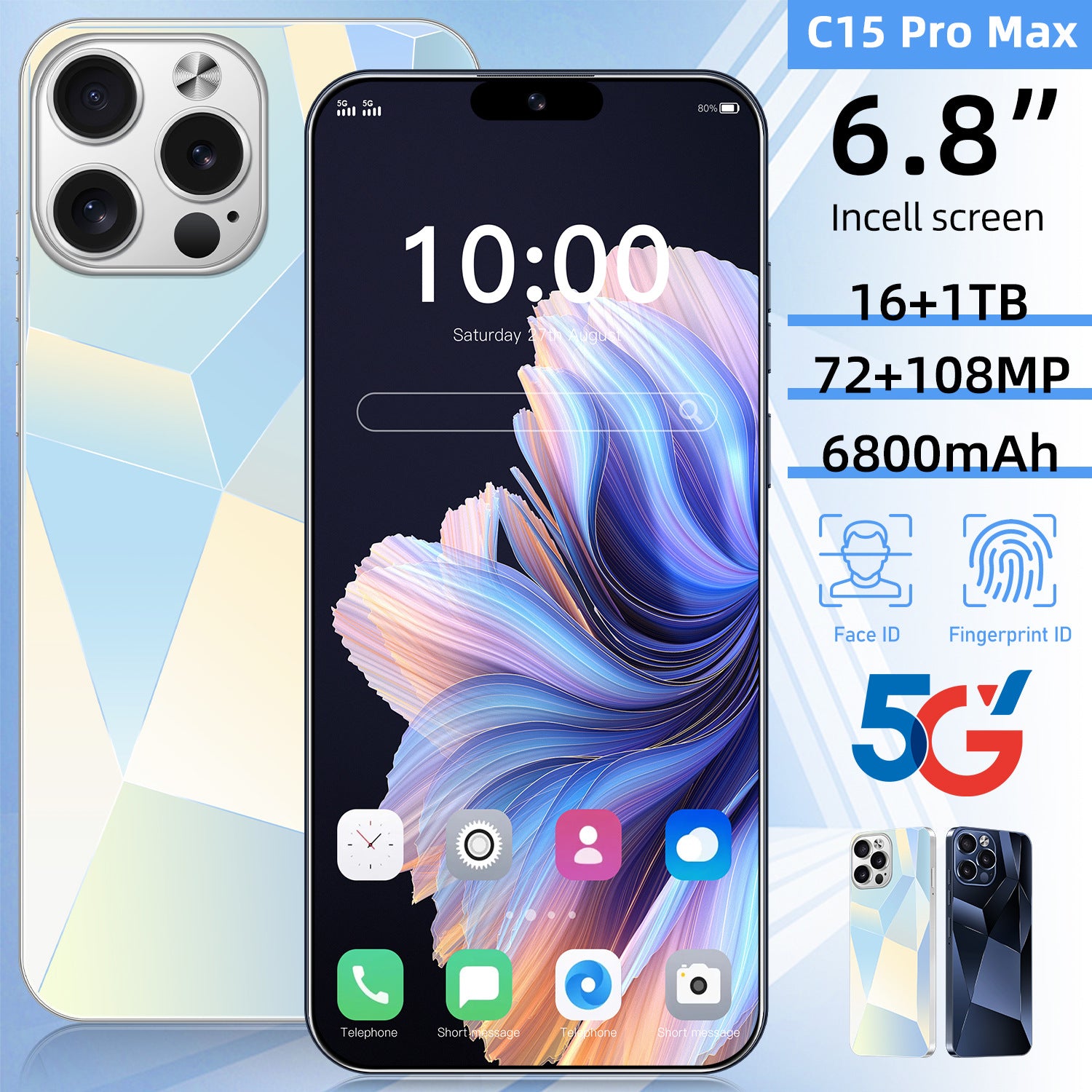 New C15 ProMax In-stock Android Phones16+1T Mobile phone factory available