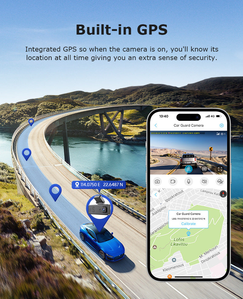 Factory Private Model600Wan Gaoqing4G Double Lens GPS Positioning Vehicle Parking Monitoring Camera Recorder