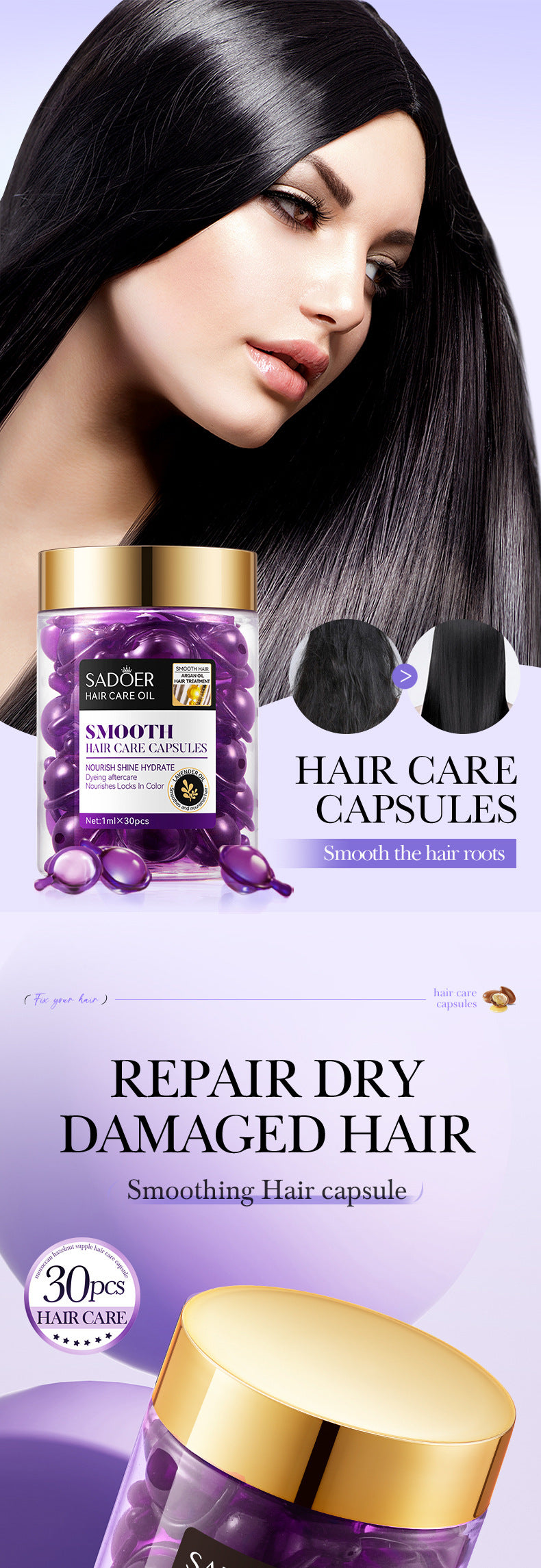 Nut Oil Hair Care Capsules SADOER Improve Frizz Essential Oil Capsule Conditioner  Wholesale