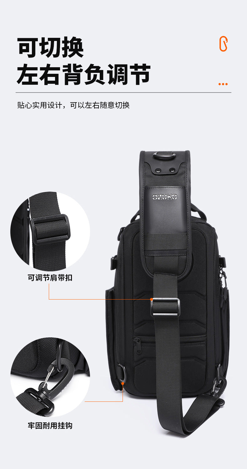 OZUKO Men's Chest Bag Waterproof Multifunctional Crossbody Bag Trendy Portable Small Backpack Large Capacity Single Shoulder Men's Bag