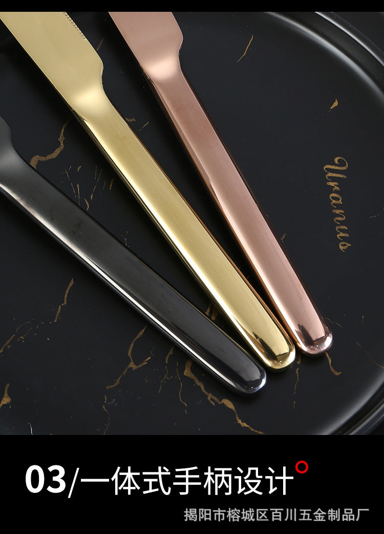 201Stainless Steel Knife Fork Spoon Heavy Moonlight Tableware Western Food Hotel Household Steak Knife Fork Dessert Spoon Wholesale
