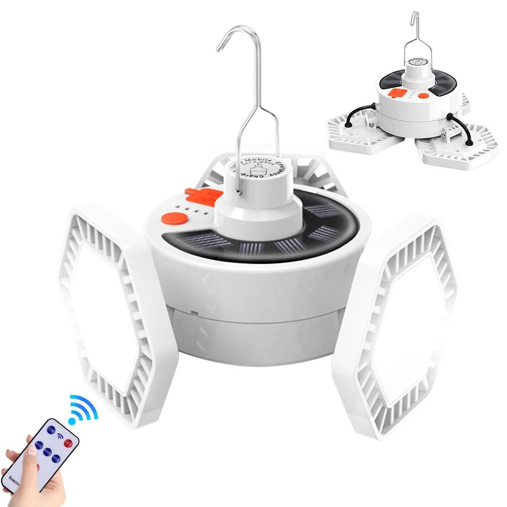 Outdoor LED Tent Light Camping Light with Remote Control Three-Leaf Bulb Emergency Light for Home Power Outage