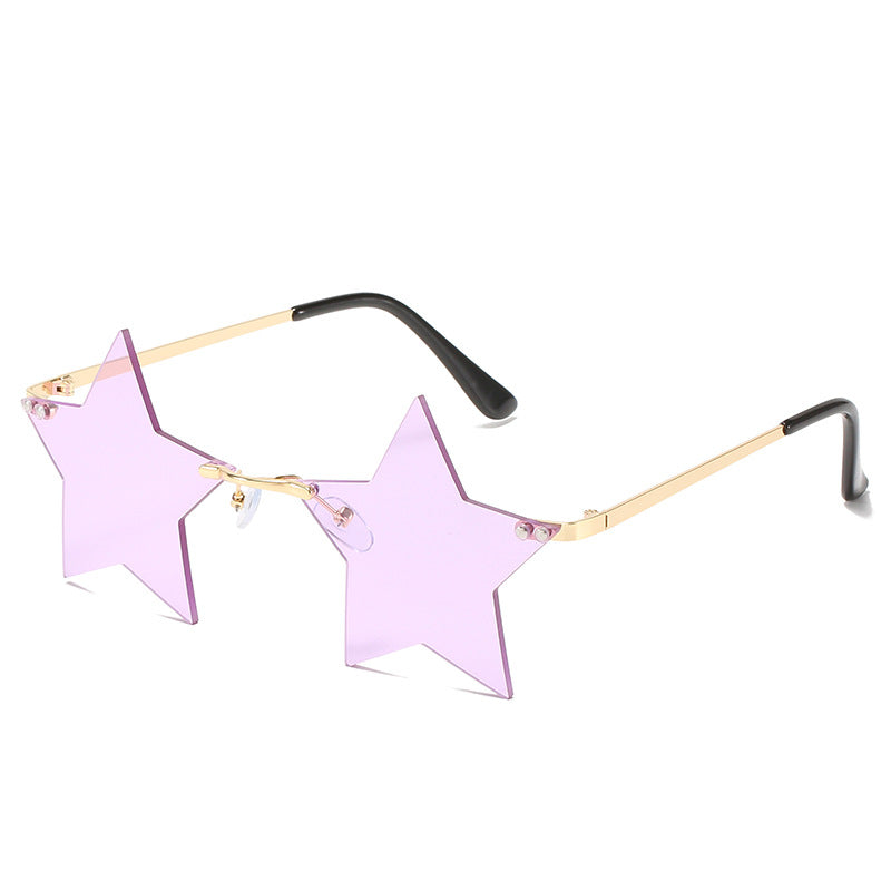 Five-Pointed Star Sunglasses for Women, Rimless Street Style, Unique Sunglasses for Women, European and American Party, Dance, Quirky Couple Glasses