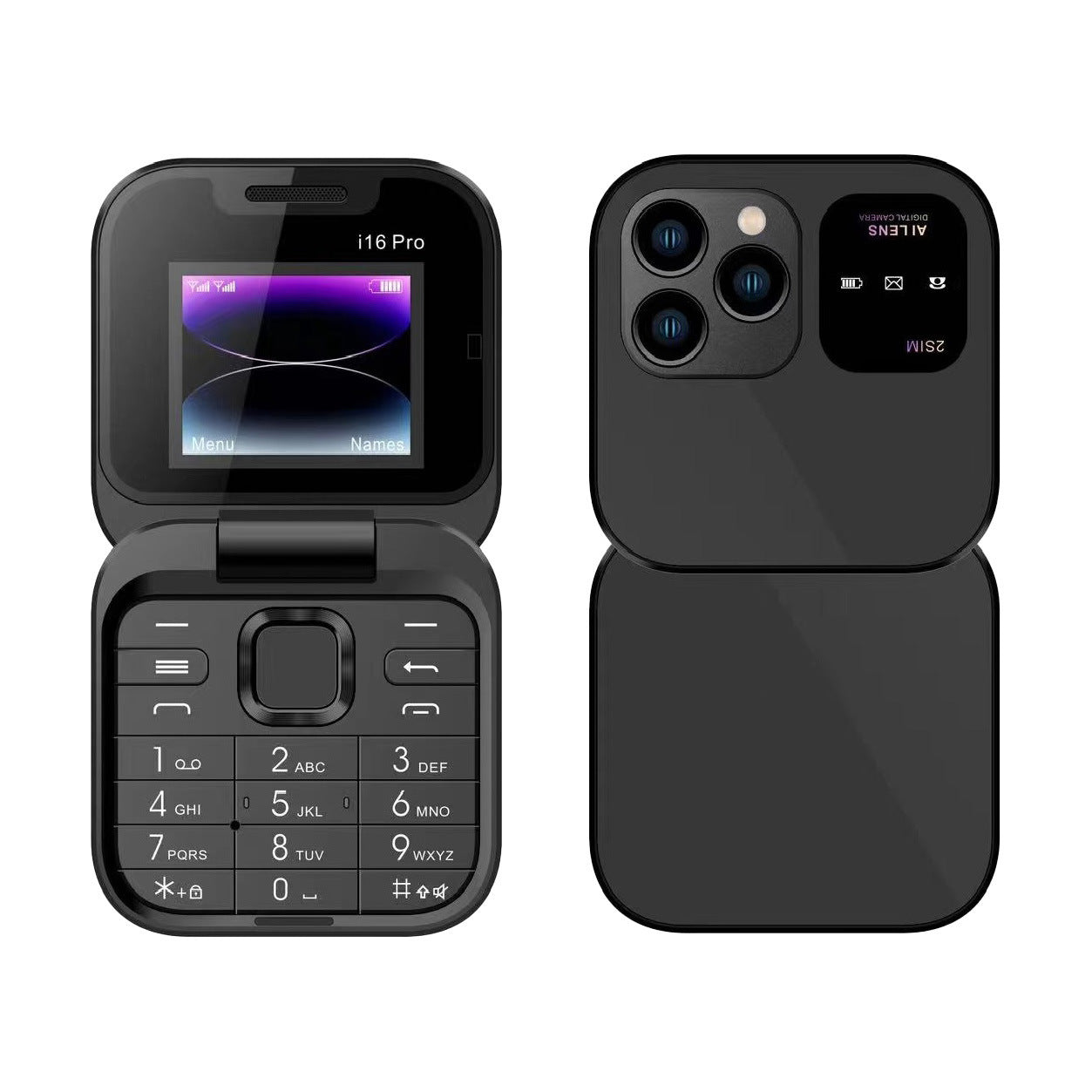 Mini Foldable Feature Phone Flip Cover Elderly Button Phone Pocket Women's Personalized Phone Backup Phone