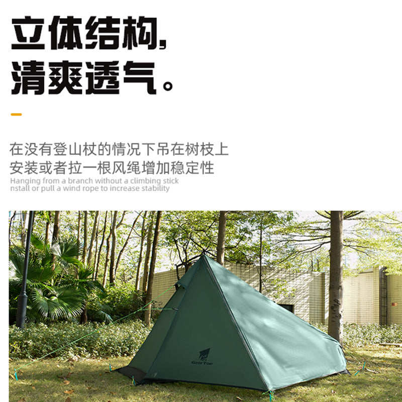 Wholesale Ultra-light Single Tent Outdoor Silicone Coated Nylon Tear-resistant Triangle Camping Hiking Waterproof Pyramid Lightweight