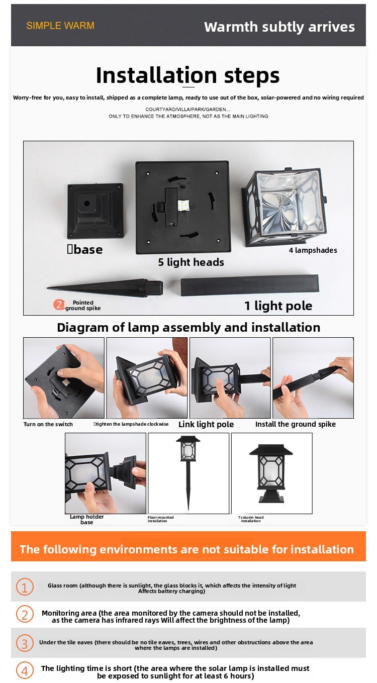 New Solar Lawn Light Garden Light Outdoor Waterproof Garden Villa Ground Light Landscape Decoration Dual-use Street Light