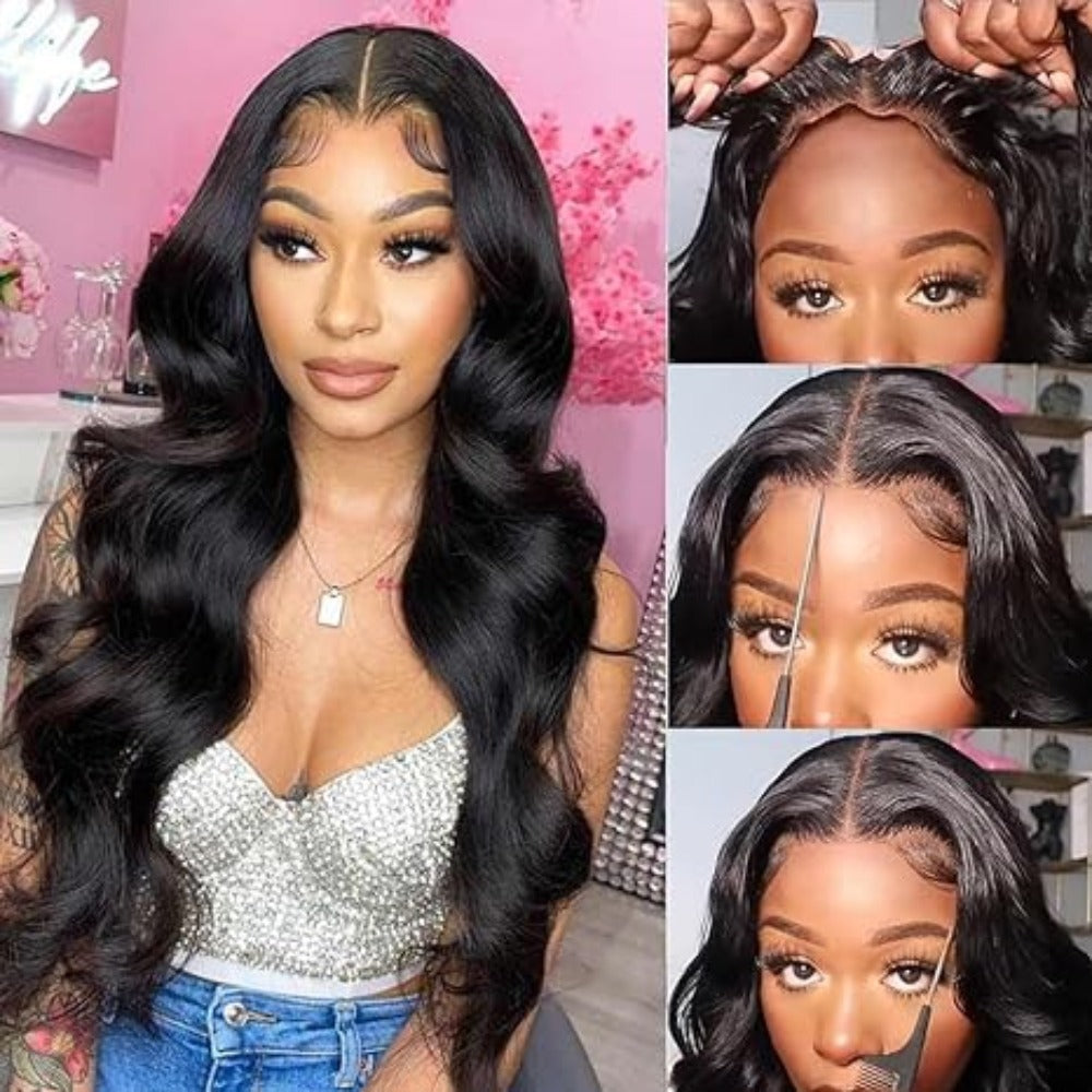 European and American Style Black Big Wave Long Hair Wig for Women, Amazon Available, Front Lace Mesh Synthetic Wig, European and American Style