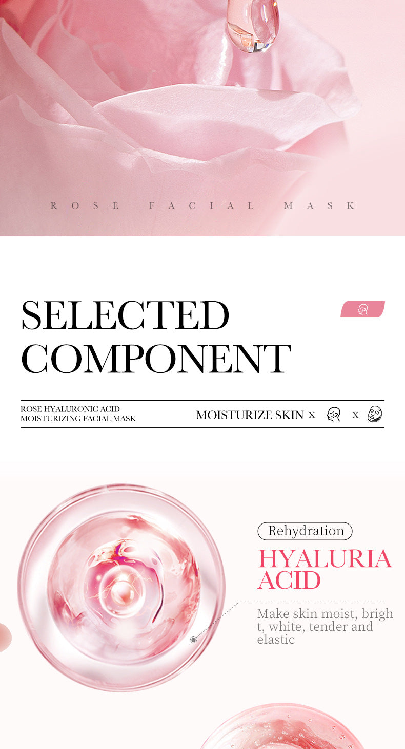 Rose Mask BIOAOUA Hyaluronic Acid Hydrating Moisturizing Softening Boxed Cross-Border Wholesale