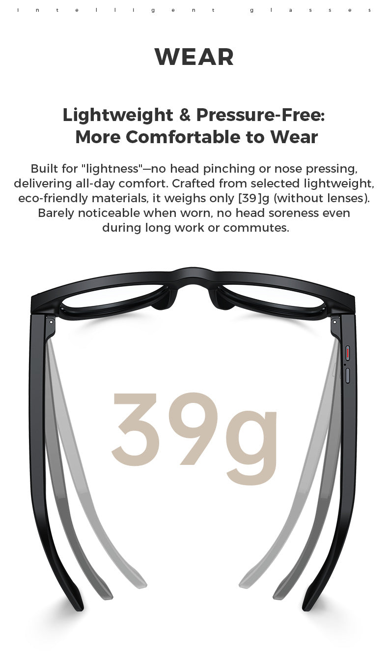 M01S Smart Glasses800100 Megapixel Camera with Image Stabilization1200P Video Recording AI Simultaneous Translation Character Recognition