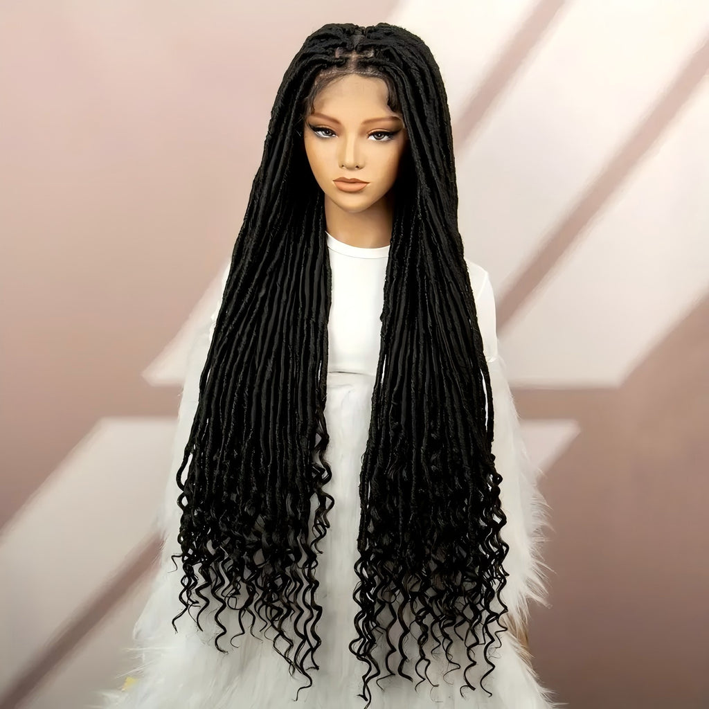 Foreign Trade Cross-Border European American African Women's Full Lace Goddess of Liberty Wig Faux Locs Fashion hair