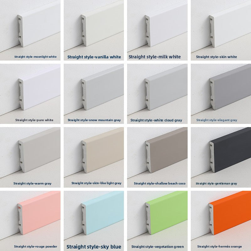 Cream-style stone-plastic baseboard, popular online pvc Snap-in high-polymer skirting board, ultra-narrow flat tile baseboard
