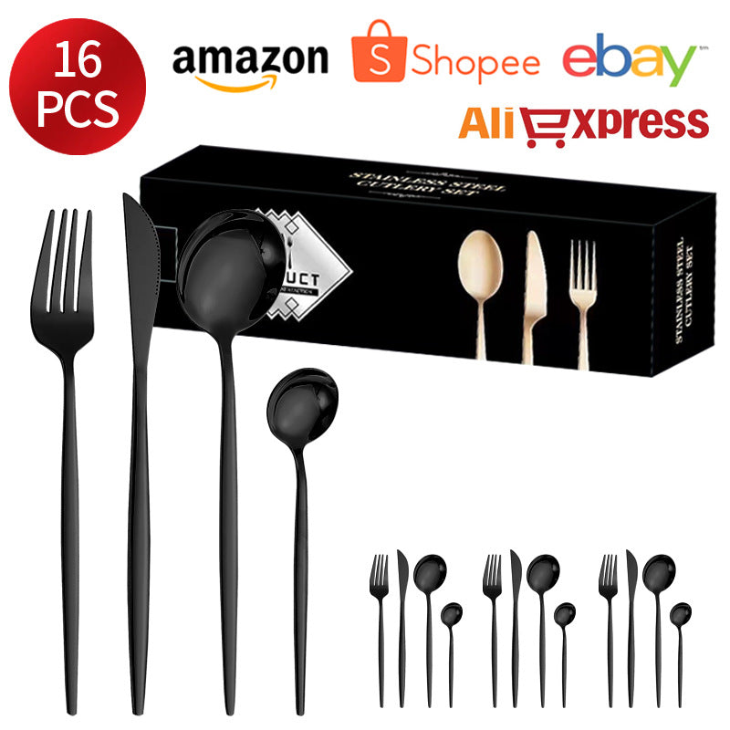 410Stainless Steel Cutlery Western Steak Knife Fork Spoon6People Serving Hotel Restaurant Portugal24Piece Suit