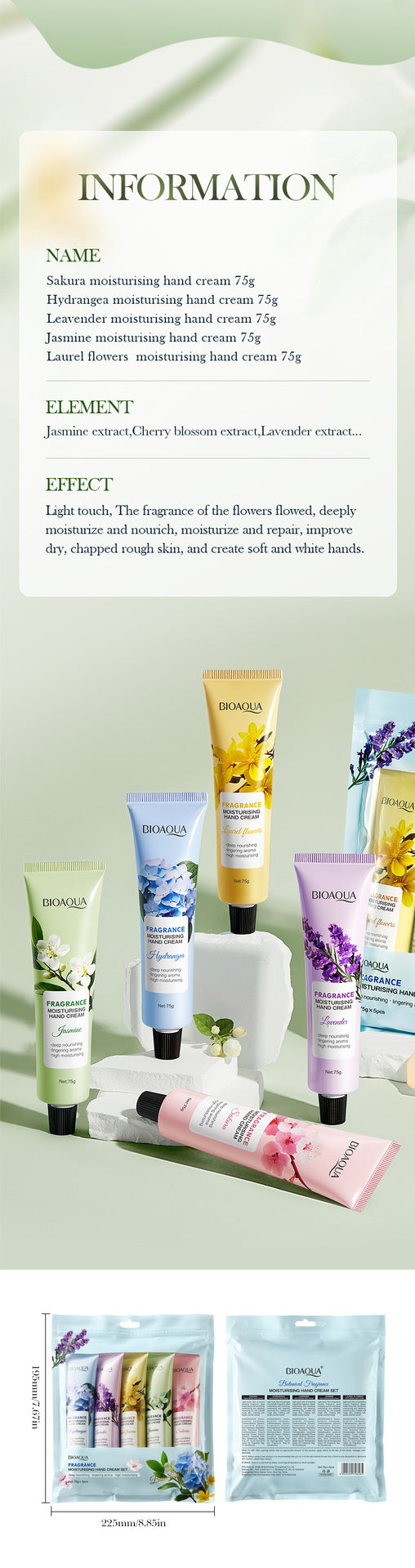 Fragrance Moisturizing Hand Cream Set BIOAOUA Autumn and winter moisturizing hand cream  foreign trade wholesale