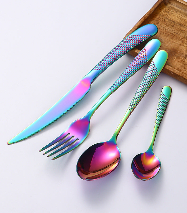 Stainless Steel Western Cutlery Star Diamond Knife Fork Spoon24Western-style Steak Knife, Fork, and Spoon Gift Set