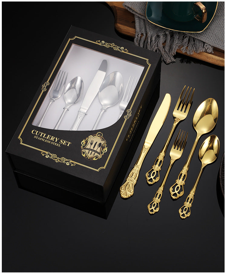 New Hot Selling Stainless Steel Royal Court Tableware Knife, Fork, Spoon40Set20Set of Steak Knives and Forks