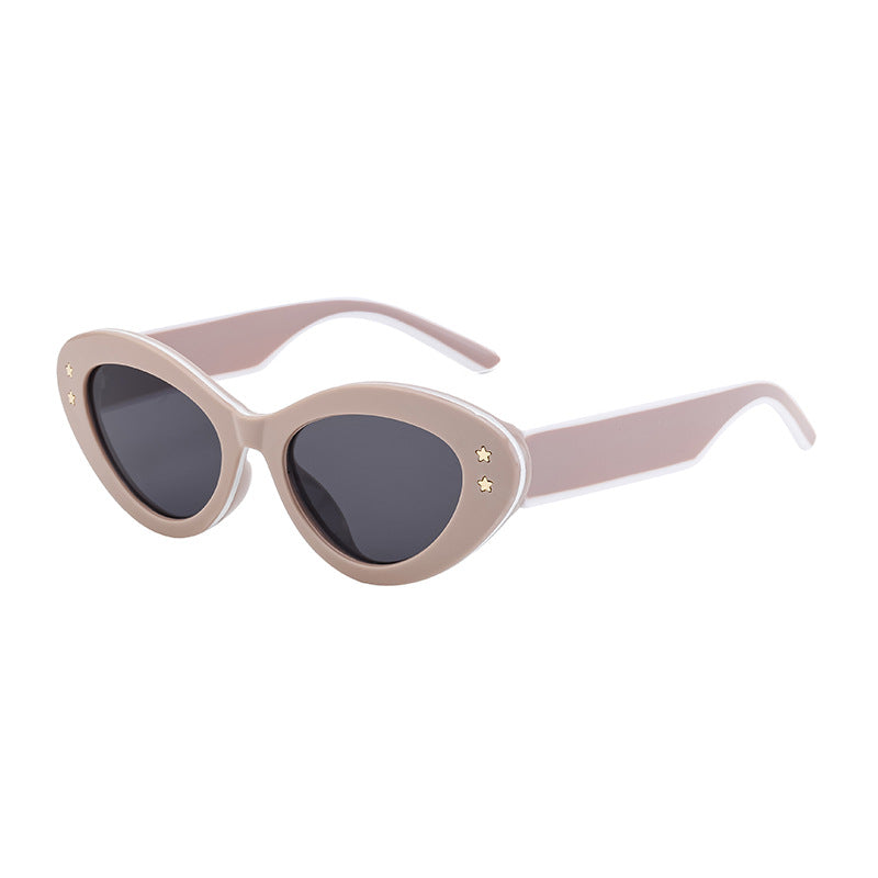 New Wide Mirror Leg Cat Eye Sunglasses for Women, European and American Fashion, High-End Feel Sunglasses sunglasses