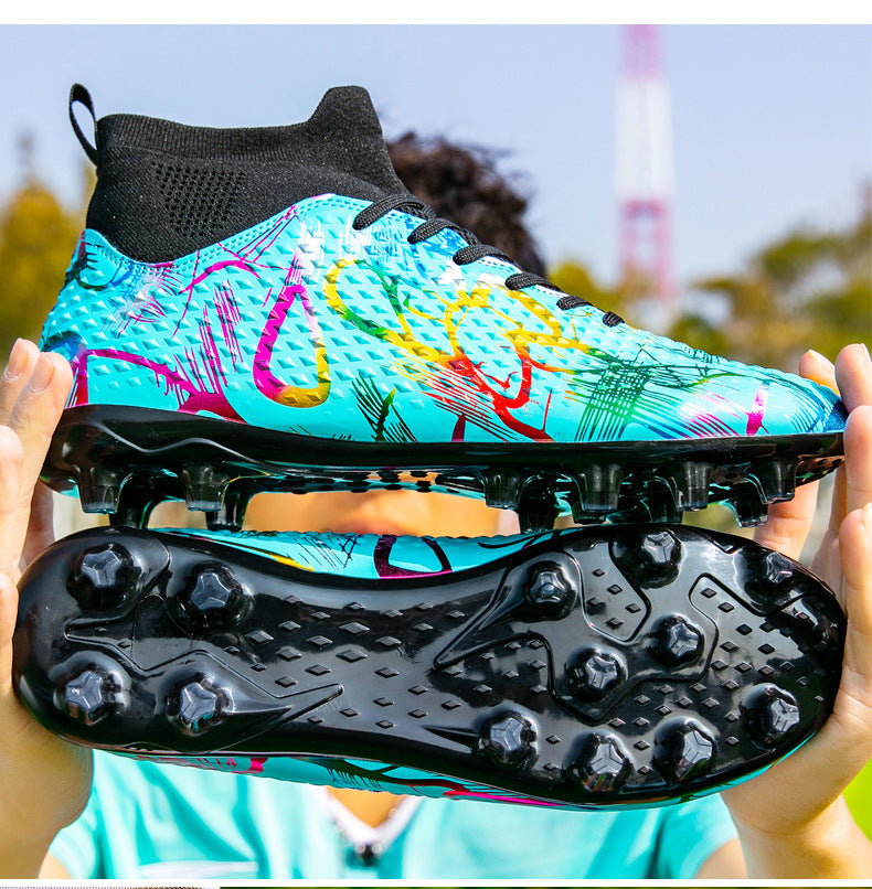 Youth Football Shoes Men and Women Long Spikes Adult Professional Sports Training Shoes Artificial Grass Non-Slip Wear-Resistant Competition Shoes