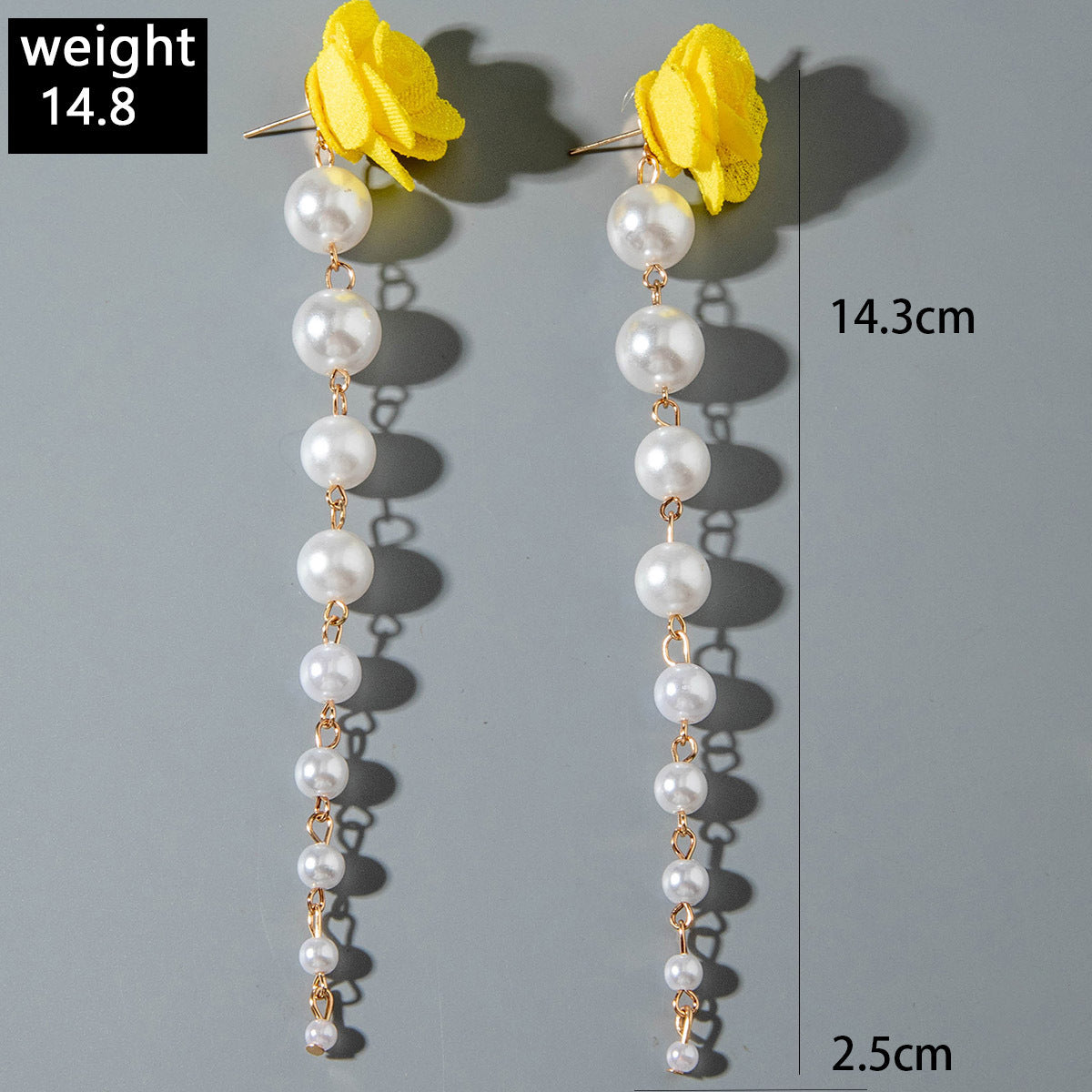 European and American Fresh Fabric Colorful Pearl Earrings Sweet Rice Bead Tassel Tulip Flower Earrings