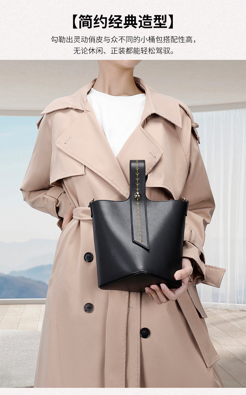 LOE New Style Water Bucket Bag minipebble Fashion Women's Bag Fortune Bucket Tote Bag Large Capacity Handbag for Women