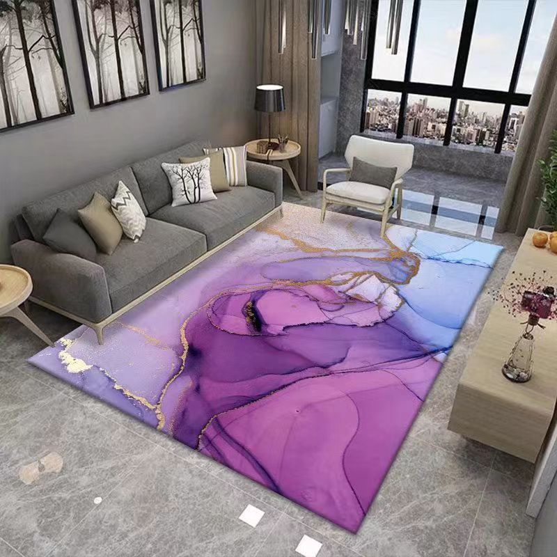 Living Room Carpet Nordic Light Luxury High-End Coffee Table Sofa Cushion Ink Art Style Home Bedroom Bedside Crystal Velvet Carpet