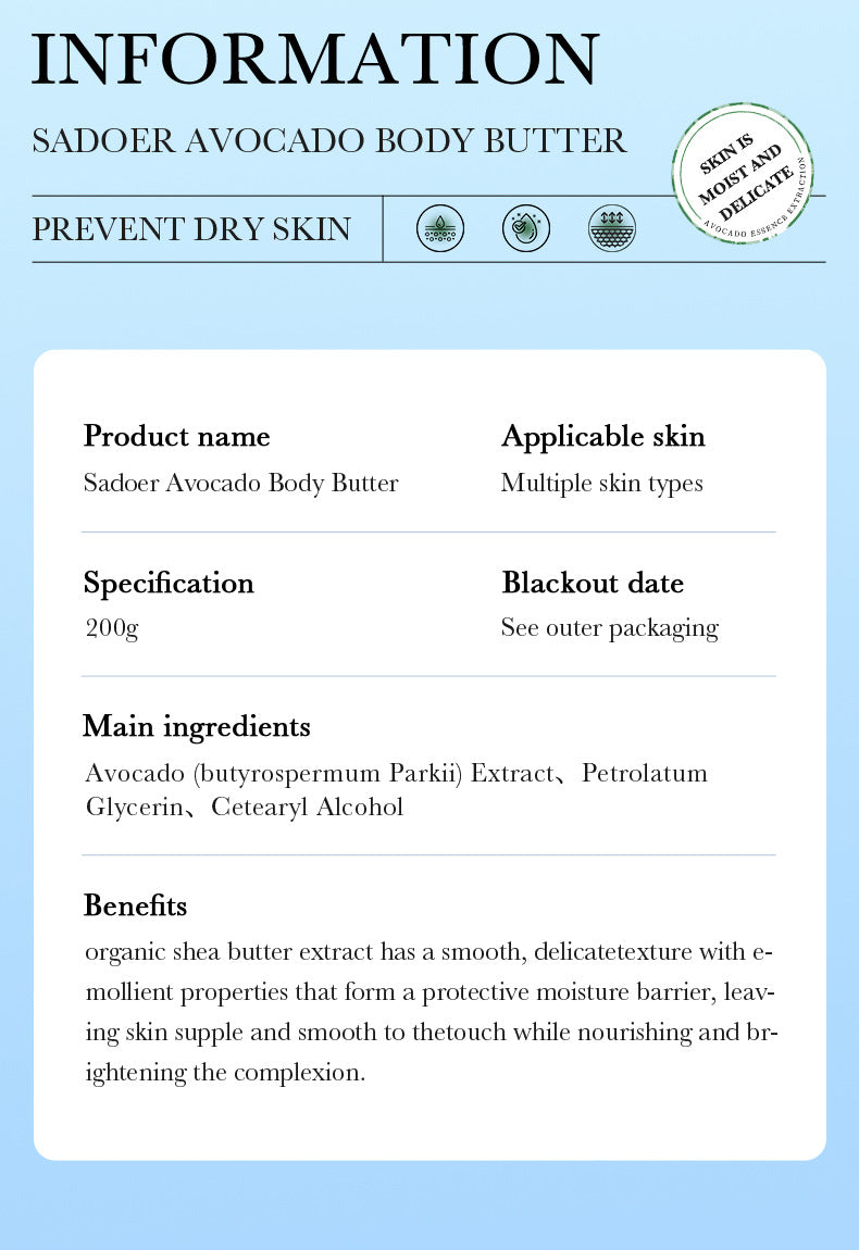 Plant Body Lotion SADOER Avocado Moisturizing Rose Butter Body Lotion  Wholesale