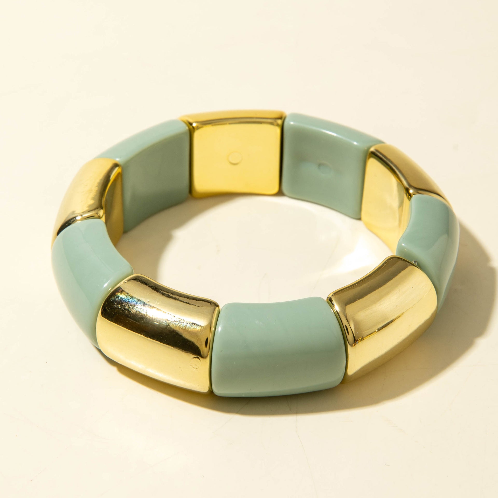 European and American Style Bohemian Bamboo Tube Color Block Elastic Beaded Bracelet Simple Fashion Bracelet Wholesale