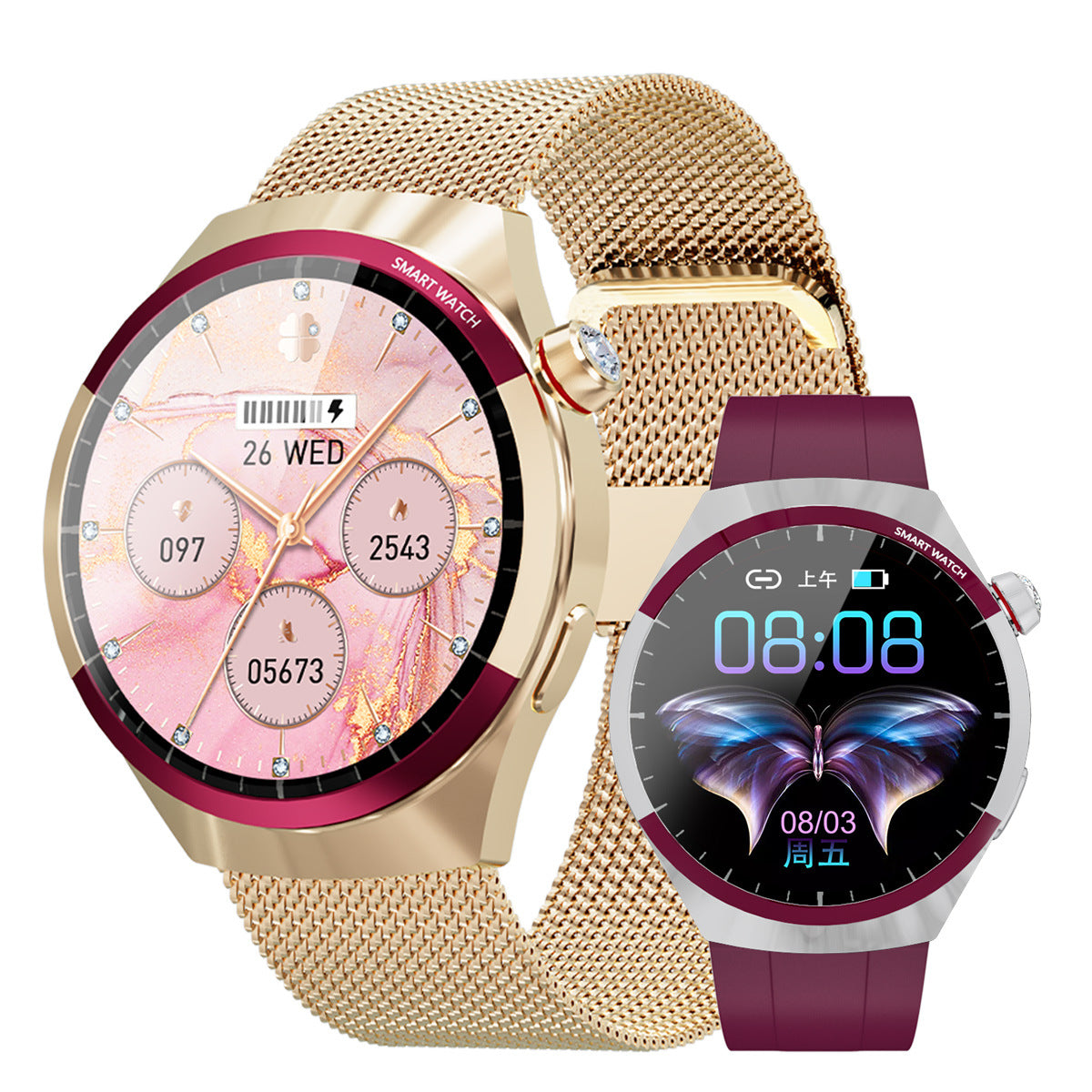 SK6 Mini Smart Watch1.27inch Bluetooth Call True Heart Rate Pedometer Sleep Exquisite Women's Sports