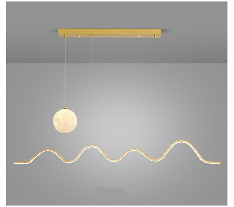 Restaurant Pendant Light Luxury Dining Room Table Bar Counter Lighting Modern Minimalist Moon Lamp Minimalist Long Strip Restaurant Light