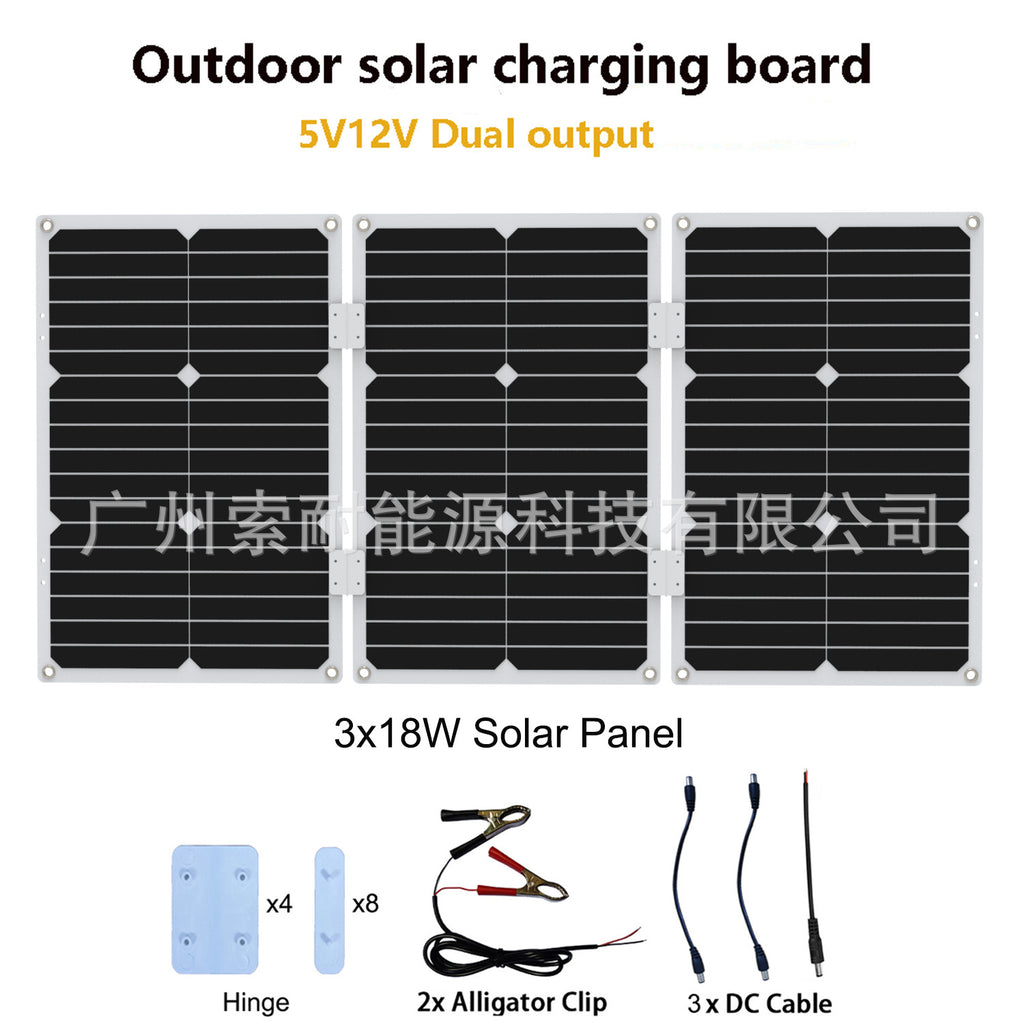 Monocrystalline Solar Charging Panel18W 36W 54W 72W Solar Panel5V Double USB Export Platform