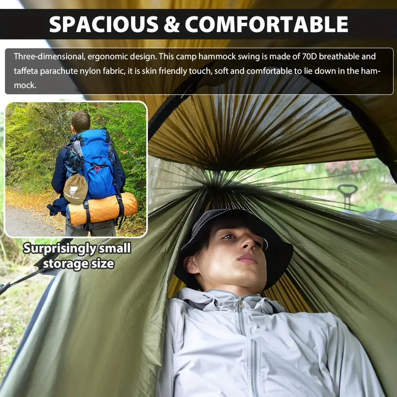 Outdoor Hammock Travel Gear Anti-Rollover Nylon Swing Mosquito Net Hammock Camping Sunshade