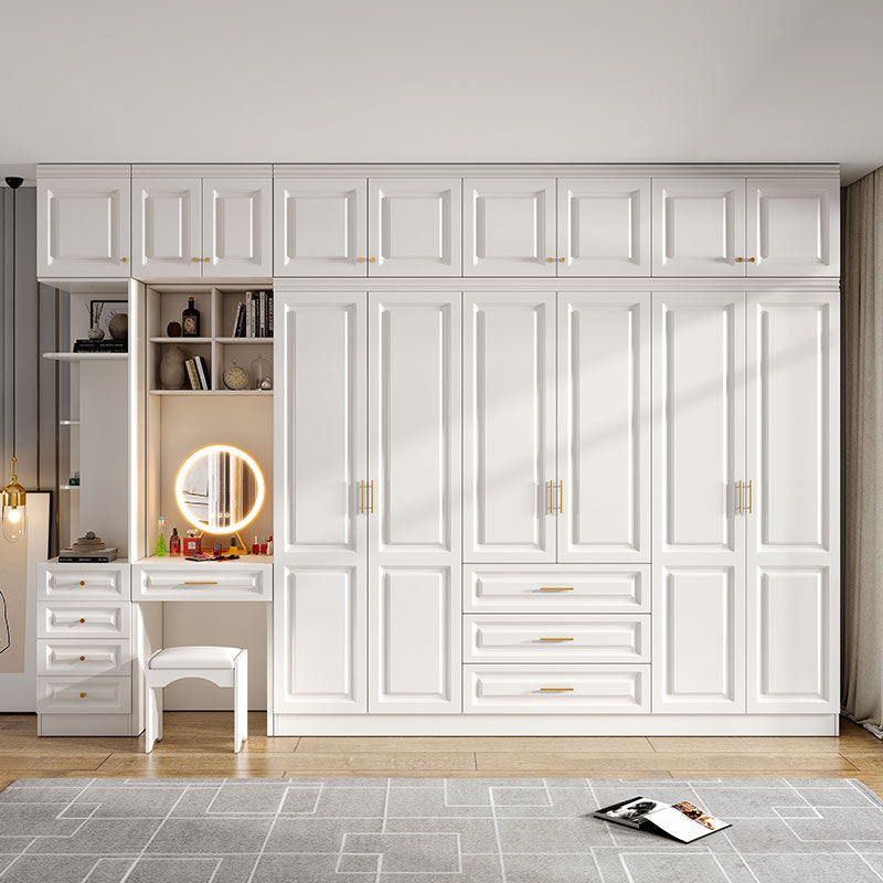 Nordic Modern Dressing Wardrobe Light Luxury Pure Desire Style White Wall Cabinet Three-Dimensional Carving Free Combination Large Capacity Wardrobe