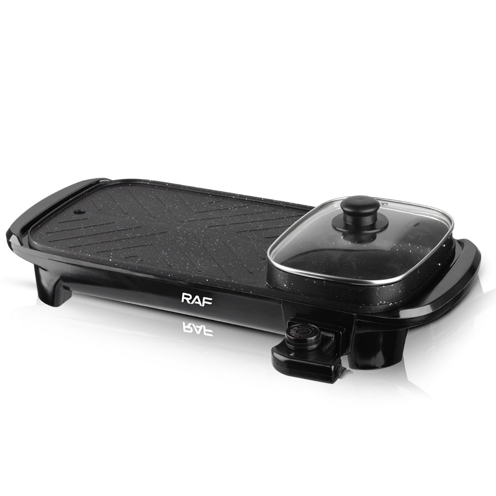 RAF European Standard Household BBQ Pot Hot Pot BBQ All-in-One Multifunctional BBQ Machine Grilling and Stir-Frying Grill Smokeless Electric Grill Pan
