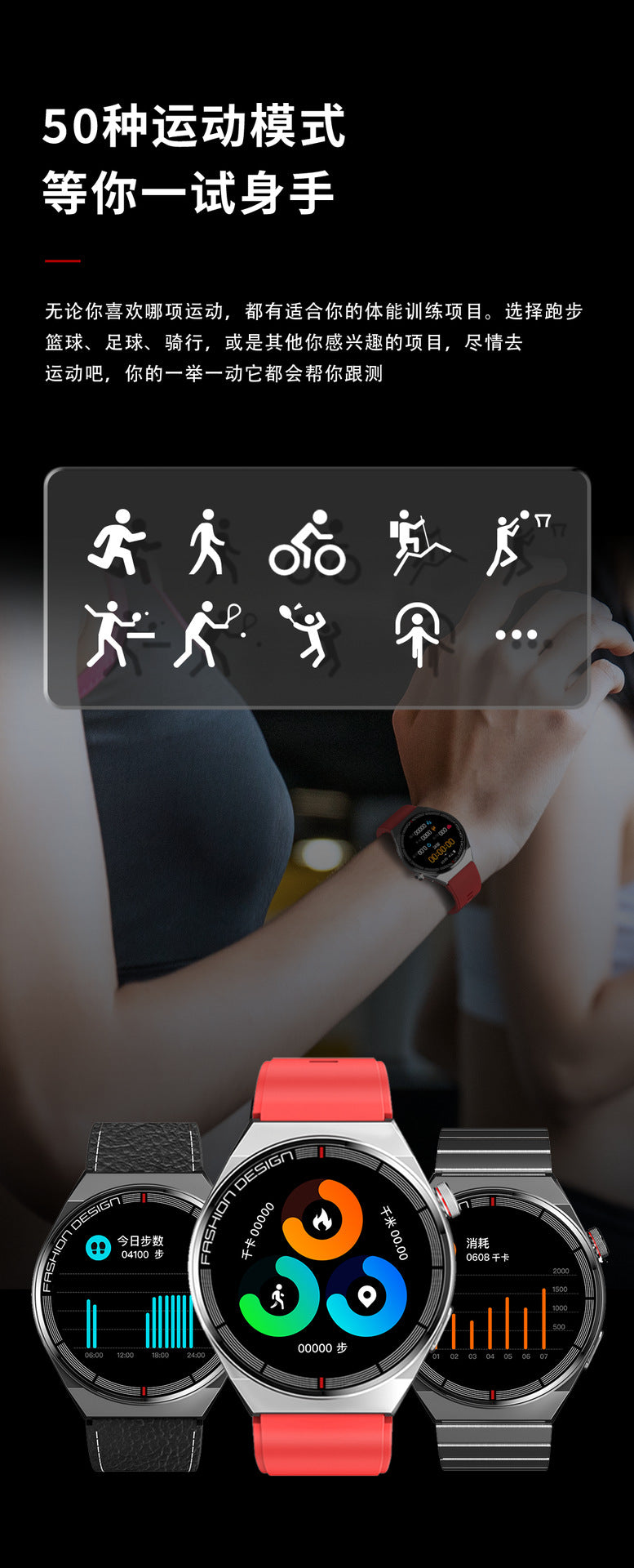 H4 ProMax Smart Watch1.39inch Bluetooth call, heart rate monitor, step counter, sleep monitoring, message notifications