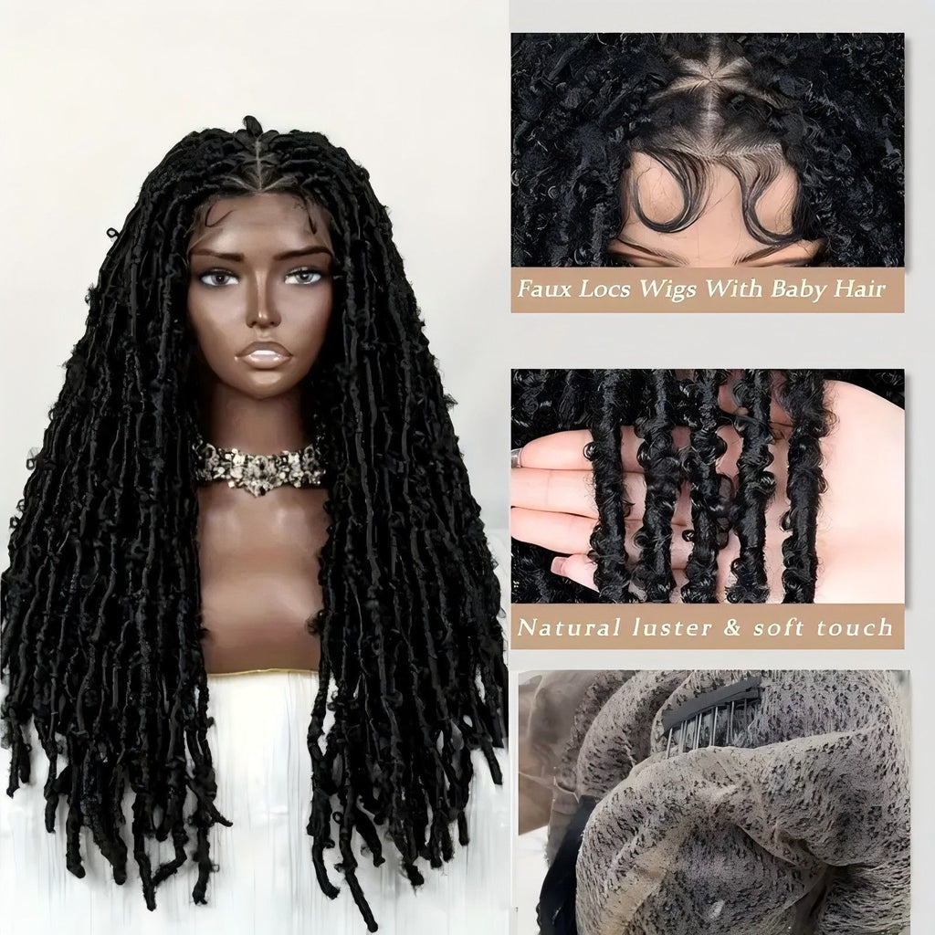 European and American Cross-Border Butterfly Curly Synthetic Full Lace Butterfly Curly Headband Butterfly Locs Full Lace Headpiece