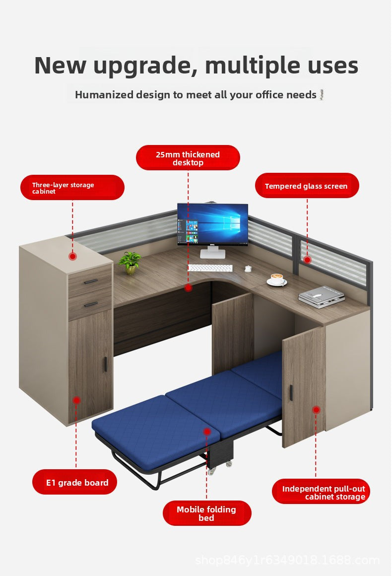 Office Desk Simple Modern Staff Desk with Rest Bed Employee Desk Furniture Partition Screen Cubicle