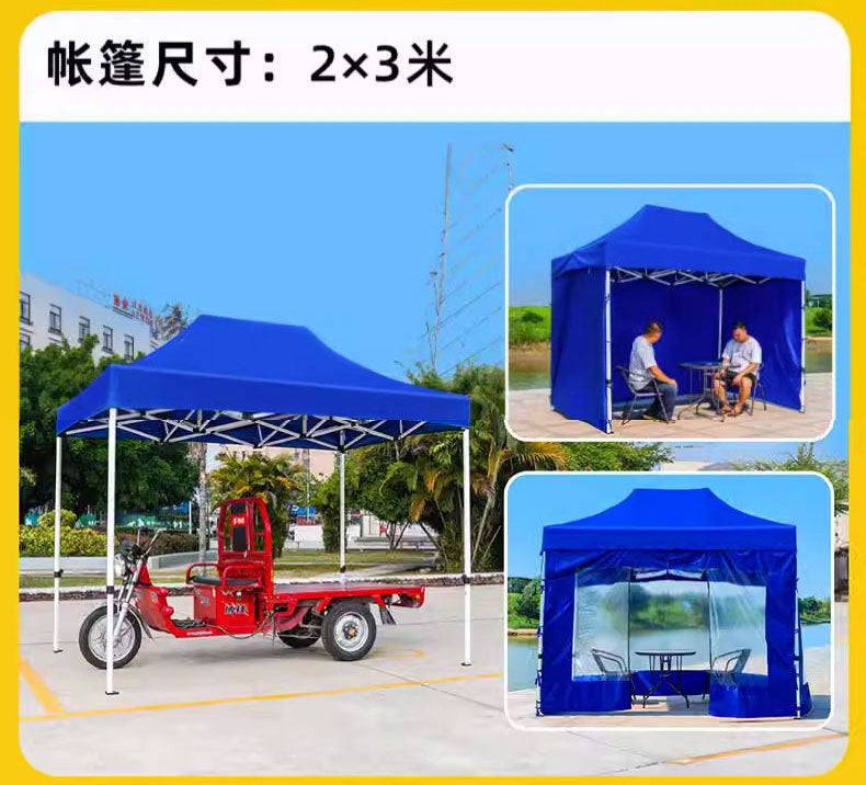 Late Night Food Stall Night Market Tent Surround Cloth for Setting Up Stalls with Four-Sided Transparent Enclosure Four-Legged Umbrella Outdoor Sunshade Foldable Rainproof Shelter