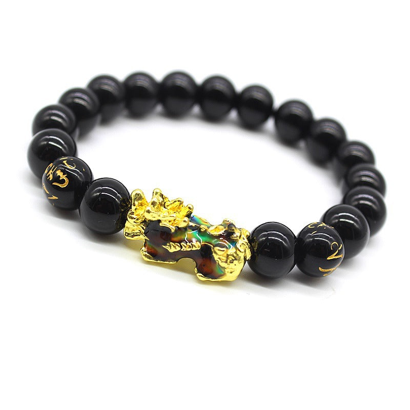 Pixiu Multi-Treasure Bracelet for Men, Wealth-Attracting and Blessing Buddha Bead Bracelet, Six-Word Mantra Beaded Bracelet, Temperature-Sensitive Color-Changing Pixiu Bracelet