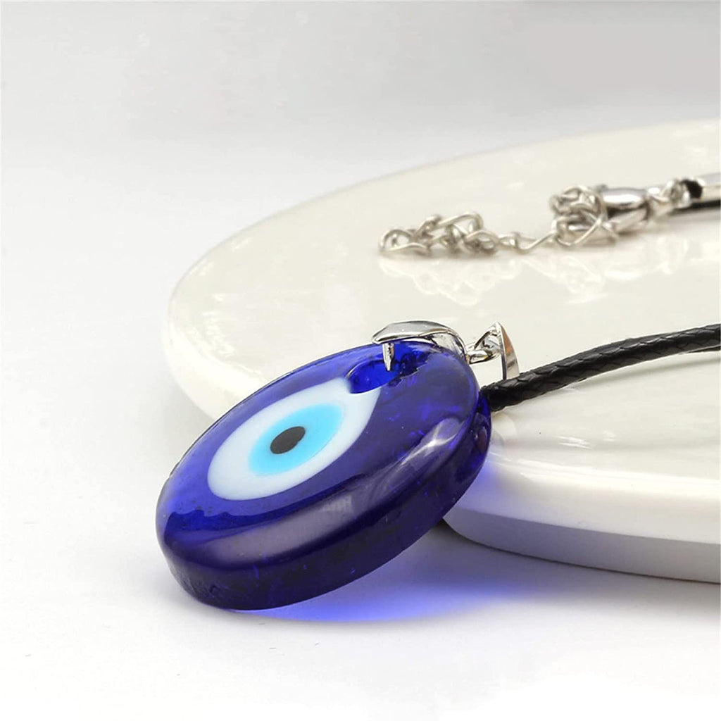 Devil's Eye Palm Necklace European and American Wax Rope Pink Necklace Turkish Blue Eye Water Drop Necklace