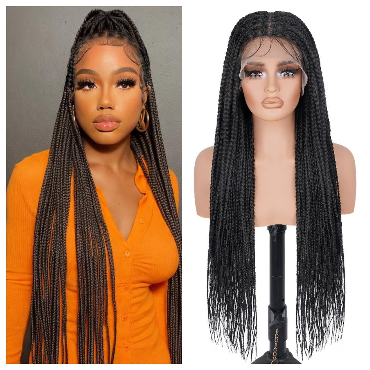 13x4 Front Lace Synthetic Wig Pre-Braided Dreadlocks Lace Front Long Braid Wig