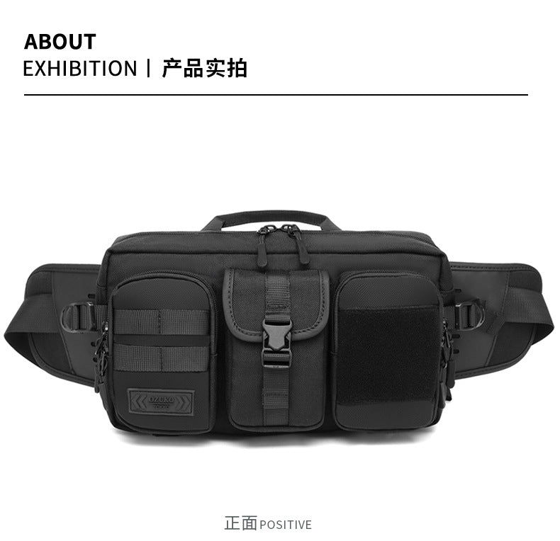 OZUKO Tactical Waist Bag Men's Multifunctional Crossbody Bag Waterproof Outdoor Large Capacity Sports Portable Men's Bag